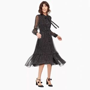 Kate Spade ♠️ pin dot long sleeve chiffon dress